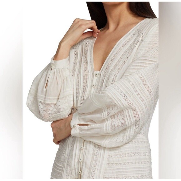 Veronica Beard Addilyn Pintucked Crochet Cotton Mini Dress Sz 4 New - Picture 4 of 13